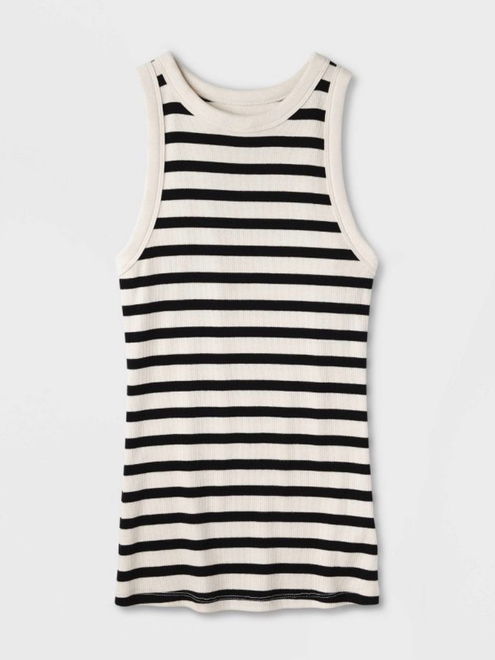 A New Day Striped Ribbed Tank — Black & White